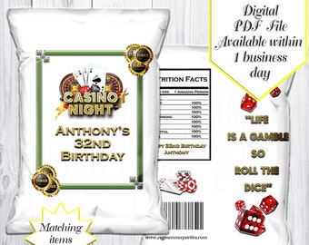Casino Night Chip Bags | Casino Night Treat Bags | Casino Night Favor Bags | Poker Party | Casino Birthday Party | Casino Party Favors