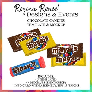 Chocolate Candies Template & Mockup | Candy Templates | Candy Mockups | Candy Party Favor Templates | Photoshop Templates | Digital Template