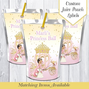 Princess Juice Pouch Labels | Princess Party | Princess Baby Shower | Royal Princess | Princess Party Favors | Princess Carriage | Printable
