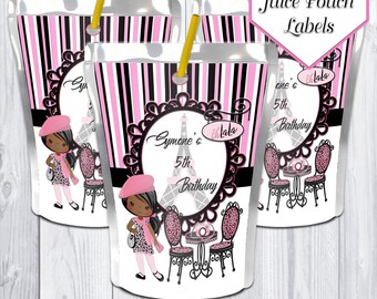 Paris Theme Juice Pouch Labels | Paris Theme Birthday Party | Paris Theme Party Favor | Paris Theme Juice Label | Paris Printables | Digital