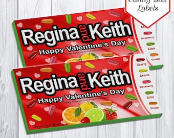 Chewy Fruit Candy Box Labels | Candy Labels | Happy Valentine's Day | Valentine's Day Csndy | Personalized Candy Box | Digital | Printable