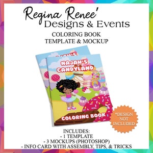 Coloring Book Template & Mockup | Coloring Pages | Coloring Book Favors | Coloring Sheets | Party Favor Templates | Photoshop Templates