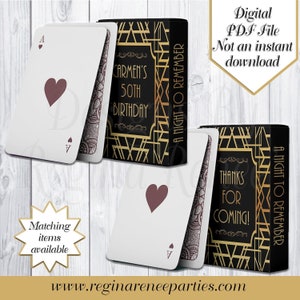 Great Gatsby Playing Cards Box | Great Gatsby Party | The Great Gatsby Birthday | Great Gatsby Party Favors | Card Box Favors | Printable