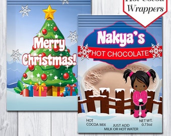 Christmas Theme Hot Cocoa Wrappers | Hot Chocolate | Hot Cocoa Bar | Christmas Gifts | Party Favors | Hot Chocolate Wrapper | Printable