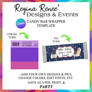 Canva Candy Bar Template | Canva Candy Bar Purse Templates | Canva Party Favor Templates | Party Favor Templates | Canva Templates | Digital