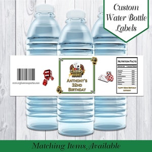 Casino Night Water Bottle Labels | Casino Night Labels  | Casino Night Favors | Poker Party | Casino Birthday Party | Custom Casino Labels