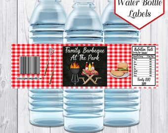 BBQ Theme Water Labels | Barbeque Water Labels | Picnic | Family Barbeque | Water Bottle Labels | Custom Labels | Family Reunion | Printable