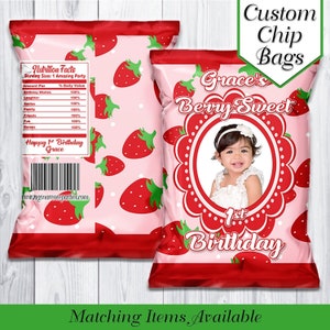 Berry Sweet Birthday Chip Bags | Berry Sweet Party Favors | Berry Sweet Theme | First Birthday | Berry Sweet 1st Birthday | Party Favors