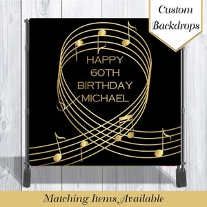 Music Notes Backdrop | Music  Notes Banner | Music Backdrop | Music Notes | 60th Birthday | Music Theme Birthday | Music Party Favors