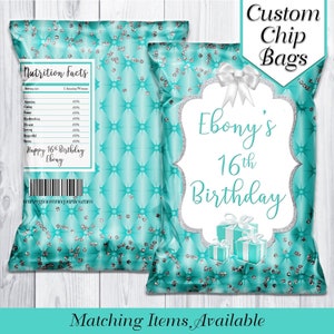 16th Birthday Chip Bags | Sweet 16 | Sweet 16 Party Favors | Favor Bags | 16th Birthday Favors | Treat Bags | Sweet 16 Printables | Digital