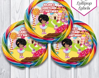 Candyland Large Lollipops Labels | Candyland Birthday | Candyland Party | Candyland Party Favors | Candyland Suckers | Printable | Digital