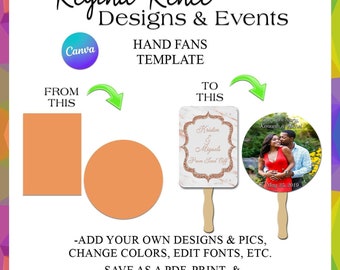 Plantilla de abanico de Canva / Plantilla de abanico de Canva / Plantillas de Canva / Plantillas de Canva para regalos de fiesta / Plantillas de abanicos / Abanicos personalizados /