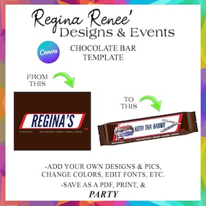 Canva Chocolate Candy Bar Template | Canva Chocolate Bar Templates | Canva Party Favor Templates | Party Templates | Digital Templates