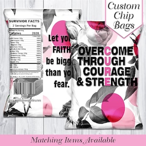 Breast Cancer Theme Chip Bags | Breast Cancer Favor Bags | Breast Cancer Event | Fight Like A Girl | Cancer Free | Printable | Digital
