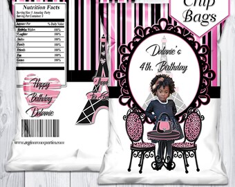 Paris Theme Chip Bags | Paris Theme Birthday Party | Paris Theme Party Favors | Paris Theme Favor Bags | Paris Theme Printable | Digital