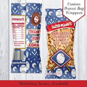 Baseball Slugger Peanut Bag Wrappers | Our Little Slugger | Baseball Baby Shower | Baseball Birthday Party | Baseball Party Favors | Digital