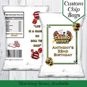 Casino Night Chip Bags | Casino Night Treat Bags | Casino Night Favor Bags | Poker Party | Casino Birthday Party | Casino Party Favors