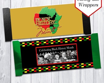 Black History Theme Candy Bar Wrappers | Famous African Americans | Black History Month | Candy Bar Wrappers | Candy Bar Favors | Printable