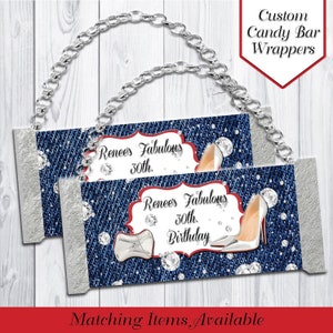 Denim & Diamonds Theme Candy Bar Wrappers  | Denim Theme Birthday | Denim and Diamond Favor | Denim and Diamond Party | Printable | Digital