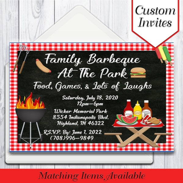 BBQ Theme Invitations | Barbeque | Picnic | Family Barbeque | Baby Q | Invites | Custom Invitations | Family Reunion | Printables | Digital