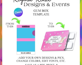 Canva Gum Pack Template | Canva Gum Template | Canva Templates | Canva Party Favor Templates | Party Printables | Digital Templates