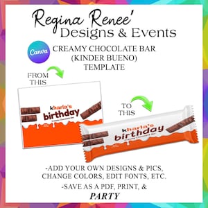Canva Creamy Chocolate Bar Template | Canva Candy Template | Canva Party Favor Template | Canva Party Favor Template | Digital Template
