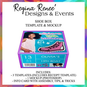 Shoe Box Template & Mockup | Treat Box Template | Favor Box | Candy Favor Templates | Party Favor Templates | Photoshop Templates | Digital