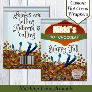 Happy Fall Hot Cocoa Wrappers | Hot Chocolate Favors | Hot Cocoa Bar | Gifts | Favors | Party Favors | Hot Chocolate Wrappers | Printable