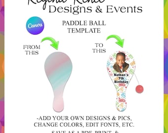 Canva Paddle Ball Templates | Paddle Ball Templates | Canva Toy Templates | Canva Party Favor Templates | Canva Templates | Digital Template