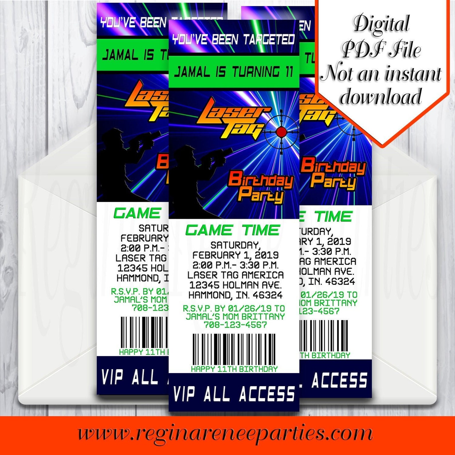Laser Tag Ticket Invitations Laser Tag Party Laser Tag Etsy
