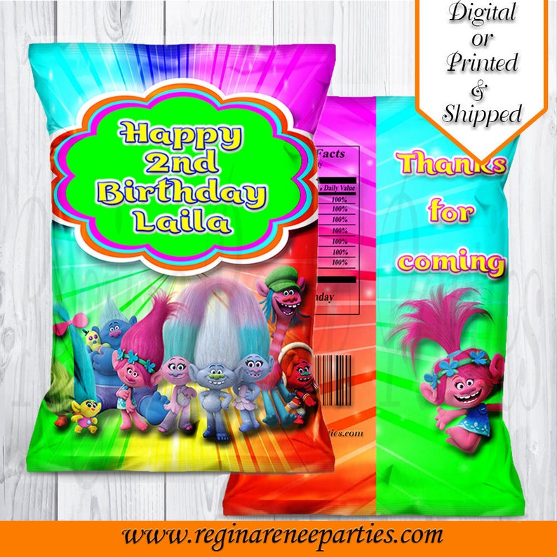 Trolls Snack Bags Trolls Theme Chip Bags Trolls Party Favors Trolls Party Printables Trolls Favor Bags Trolls Birthday Party