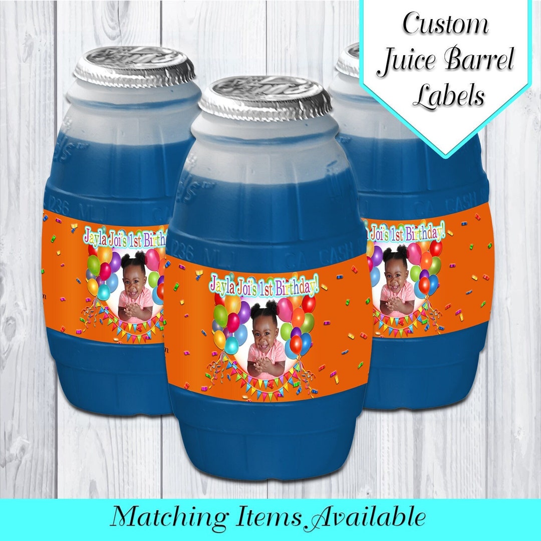 Balloons and Confetti Party Hug Juice Labels | 1st Birthday | Birthday ...