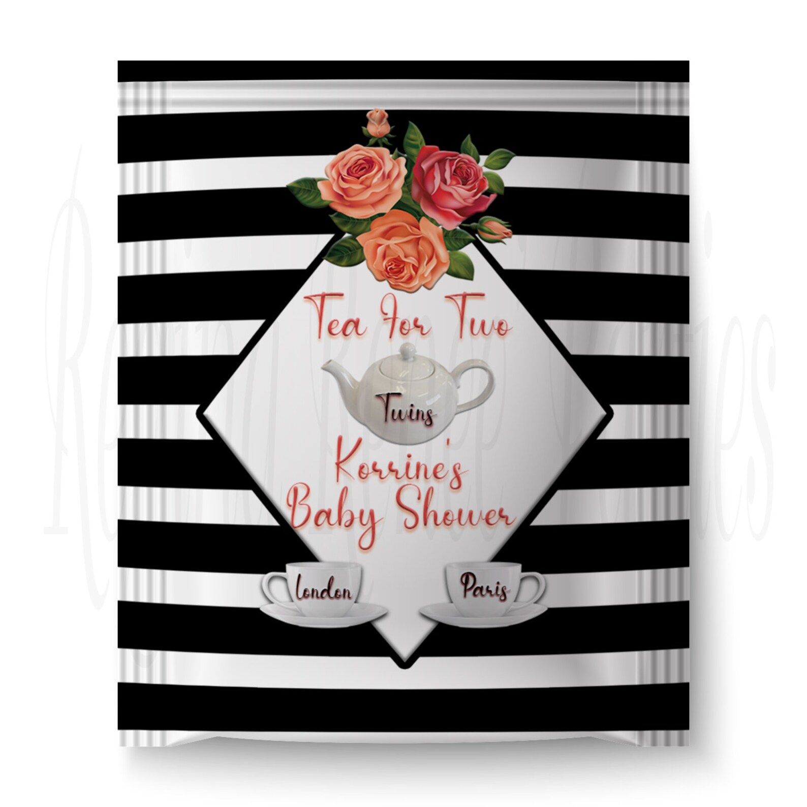 Tea Theme Tea Bag Wrappers Tea for Two Baby Shower Tea for Etsy