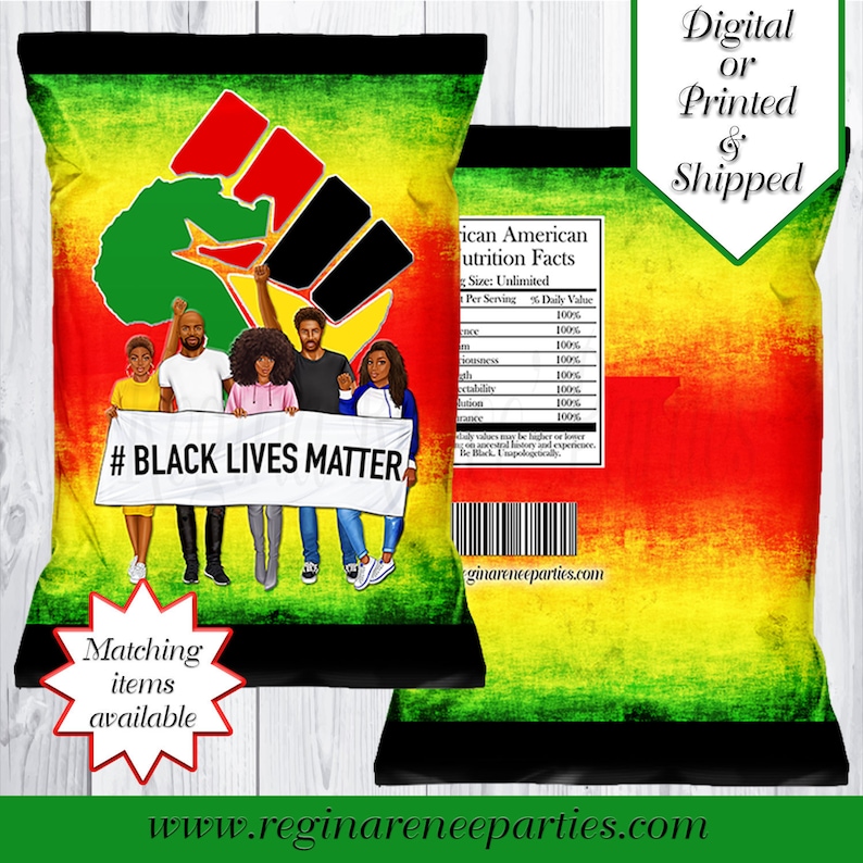 Custom Chip Bags Digital Black Men Black History Month Black Women Black lives Matter Movement Black Lives Matter Chip Bags