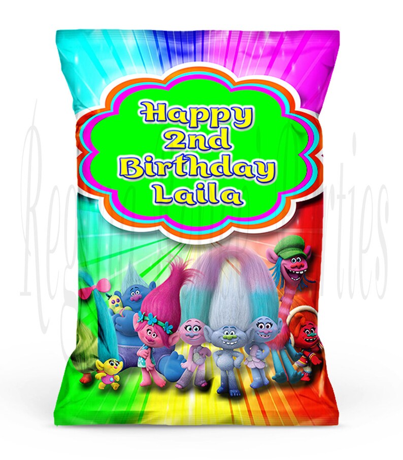 Trolls Snack Bags Trolls Theme Chip Bags Trolls Party Favors Trolls Party Printables Trolls Favor Bags Trolls Birthday Party
