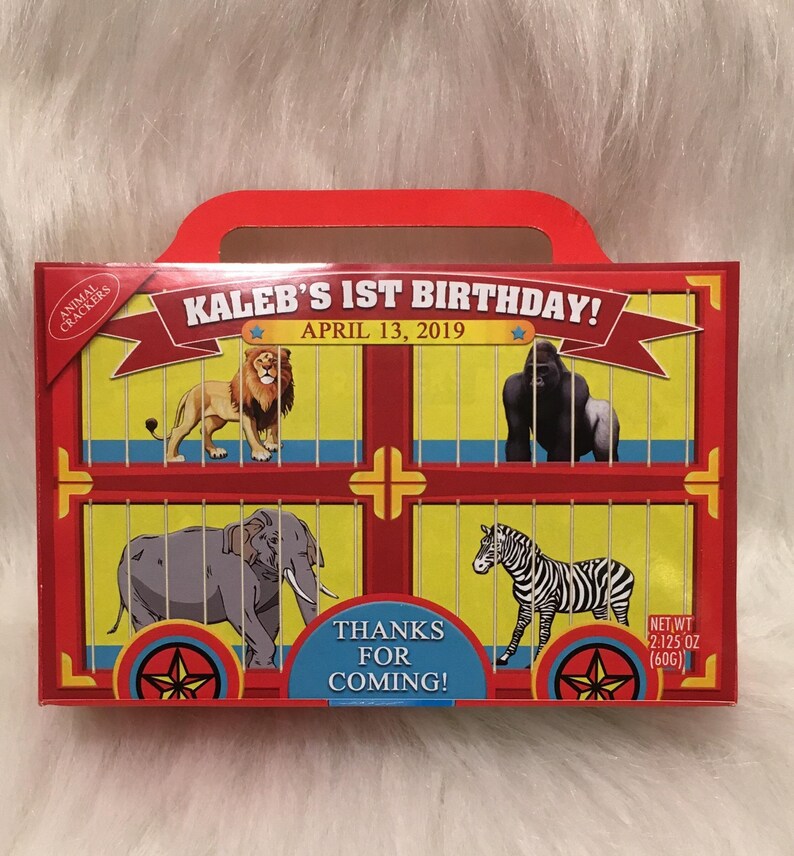 Animal Cracker Box Labels Animal Cookies Birthday Favors Etsy