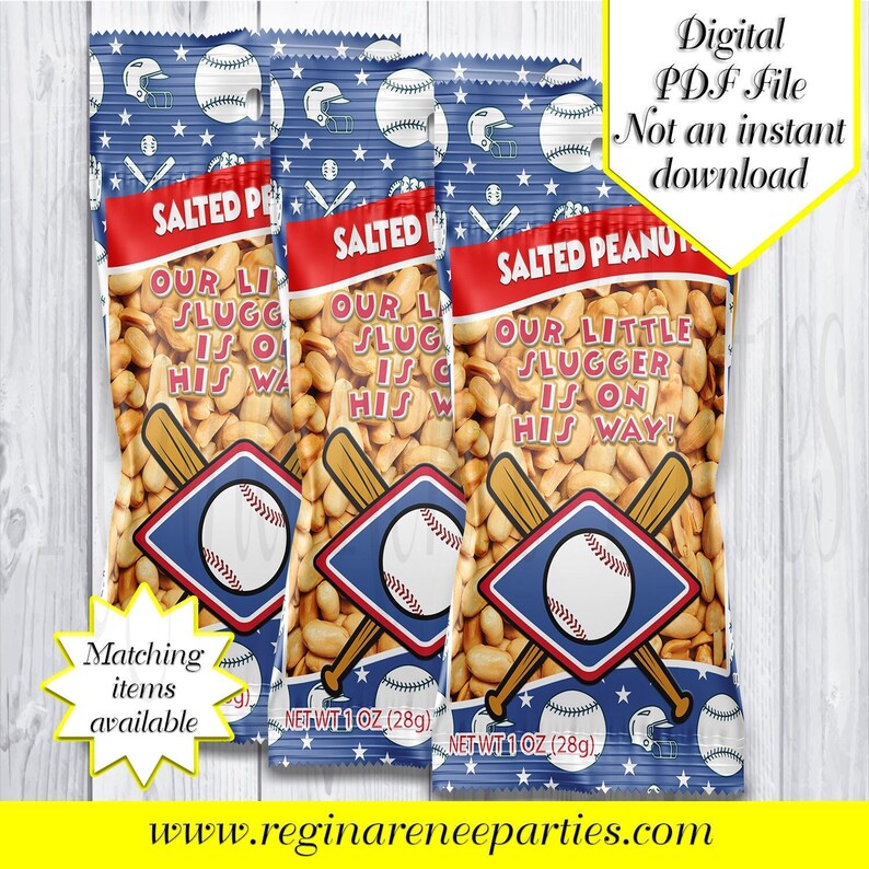 Baseball Slugger Peanut Bag Wrappers Our Little Slugger Etsy