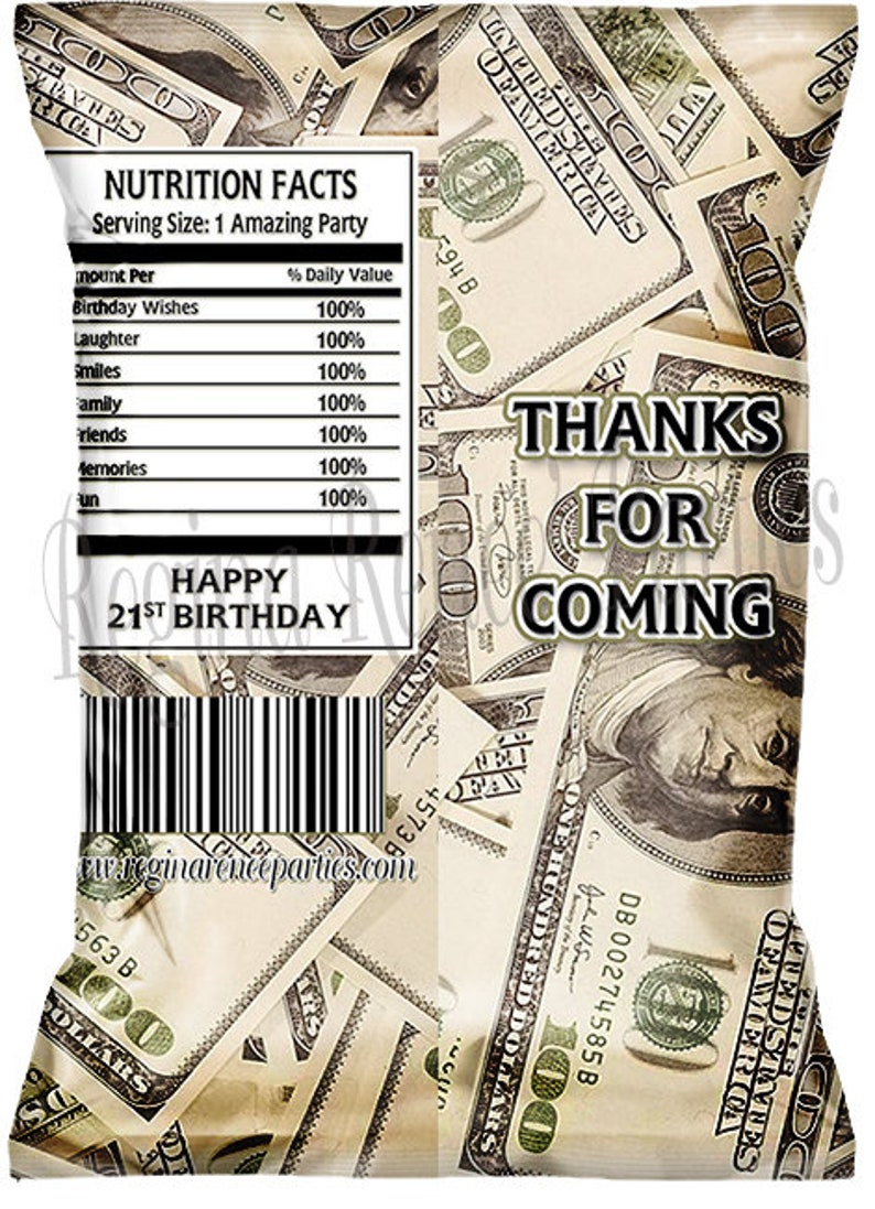 Money Theme Chip Bags Money Bags Money Favor Bags Custom Etsy