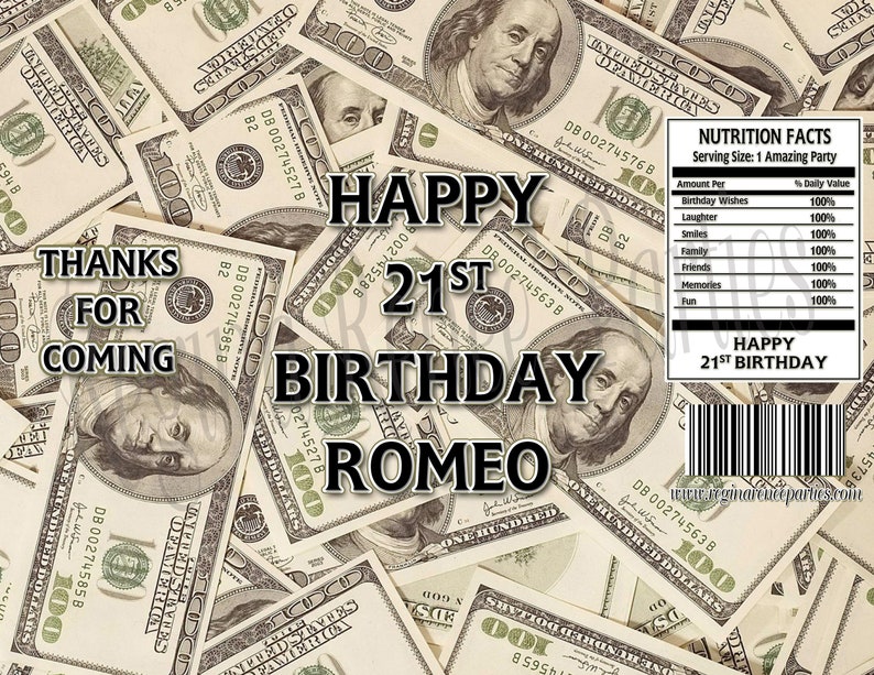 Money Theme Chip Bags Money Bags Money Favor Bags Custom Etsy