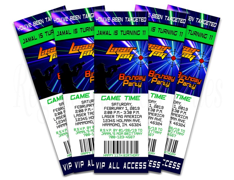 Laser Tag Ticket Invitations Laser Tag Party Laser Tag Etsy
