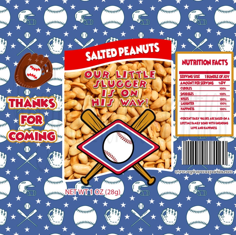 Baseball Slugger Peanut Bag Wrappers Our Little Slugger Etsy