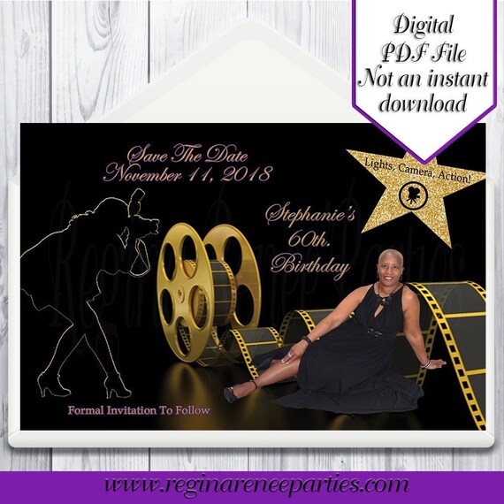 Lights Camera Action Theme Save the Date Cards Lights Etsy