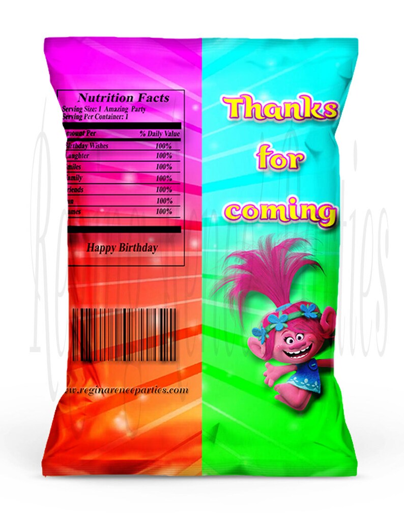 Trolls Snack Bags Trolls Theme Chip Bags Trolls Party Favors Trolls Party Printables Trolls Favor Bags Trolls Birthday Party