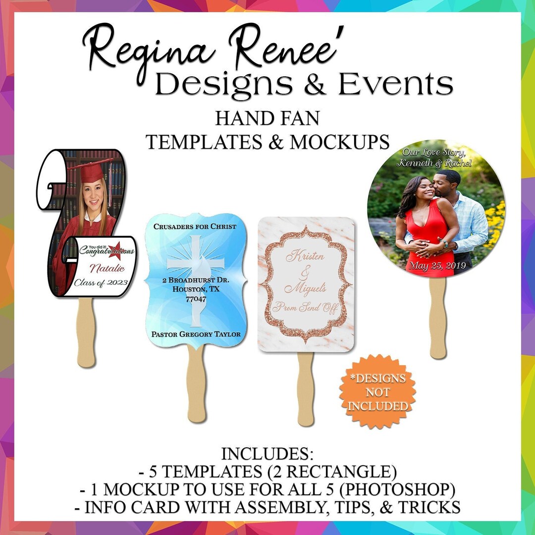 Hand Fan Template & Mockup | Fan Templates | Hand Fan Mockup | Party ...