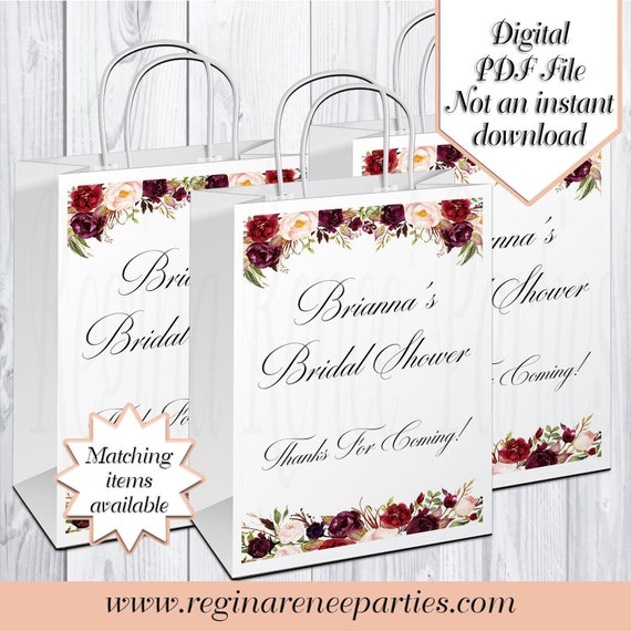Floral Gift Bags Floral Bridal Shower Floral Birthday Etsy