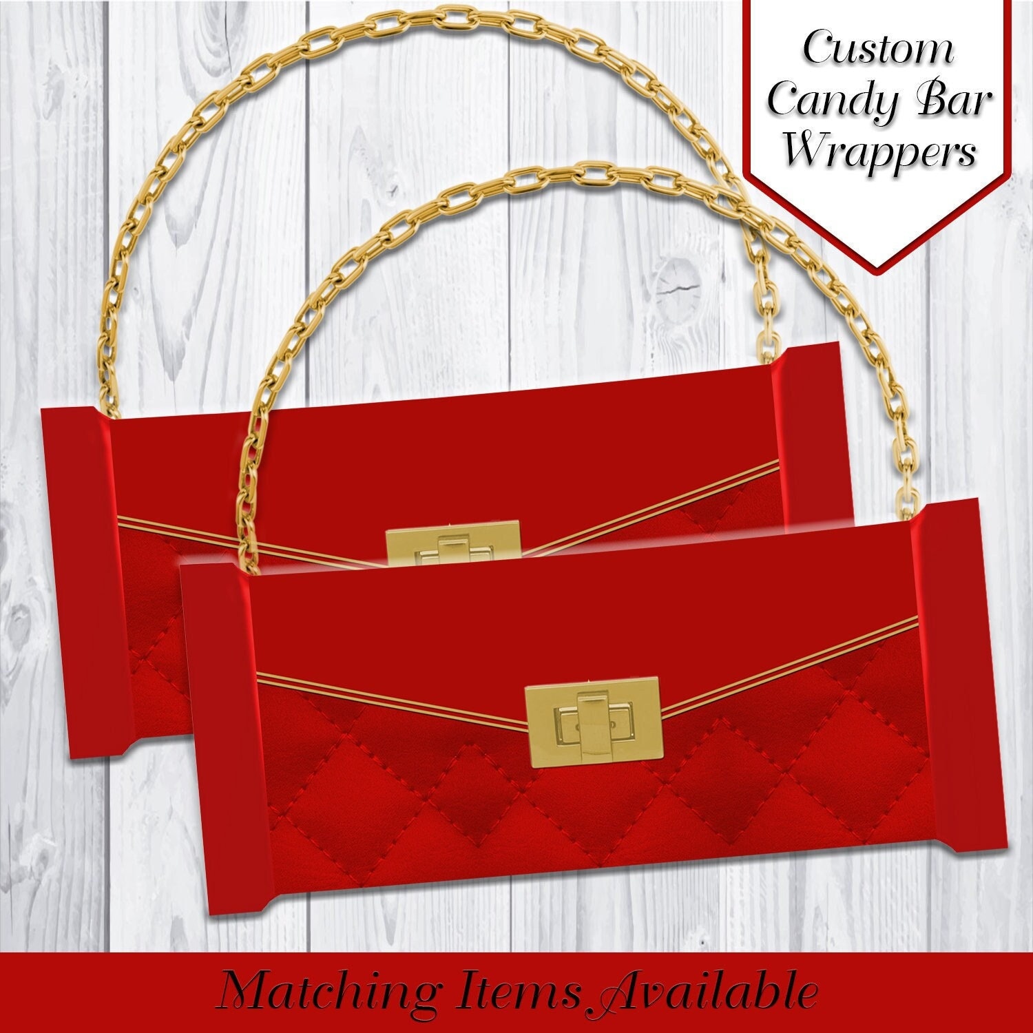 Candy Bar Purse Wrappers  | Candy Bar Purse | Candy Purses | Party Favors | Candy Bar Wrapper | Red Purse | Gold Purse | Digital | Printable