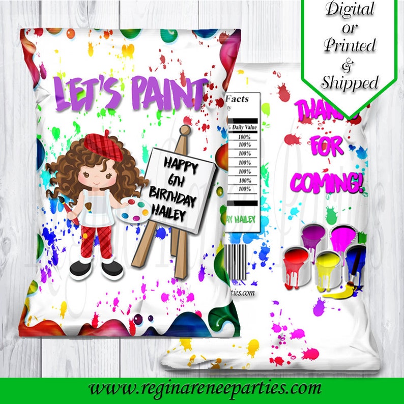 Paint Party Theme Chip Bags Paint Theme Birthday Party Etsy