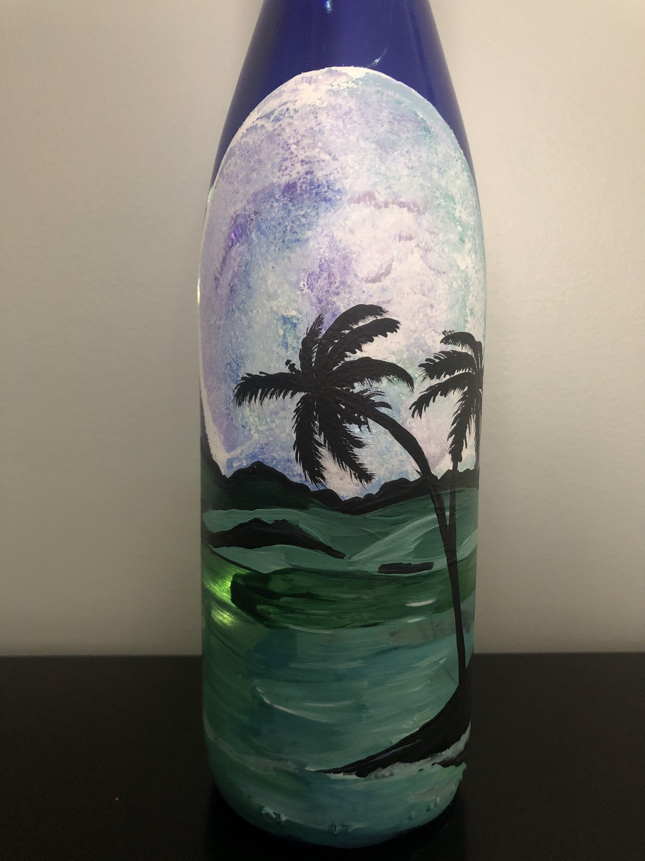 Hand Painted Wine Bottle With LED Lights Wine Lovers House Etsy