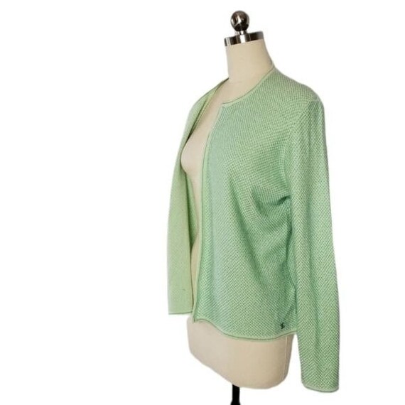 CHANEL Cashmere Sweater. Green and Cream. Made in Scotland. Size 39, US  size 8.