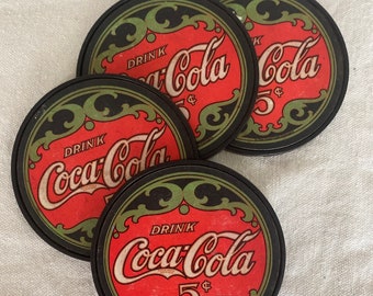 Reduced 4 Coke coasters with vintage pictures Reduced 4 Coke coasters with vintage pictures
